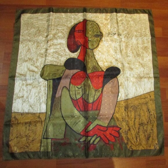 Vintage Picasso-Style Art Print Jacquard Scarf – 34" - Picture 8 of 8